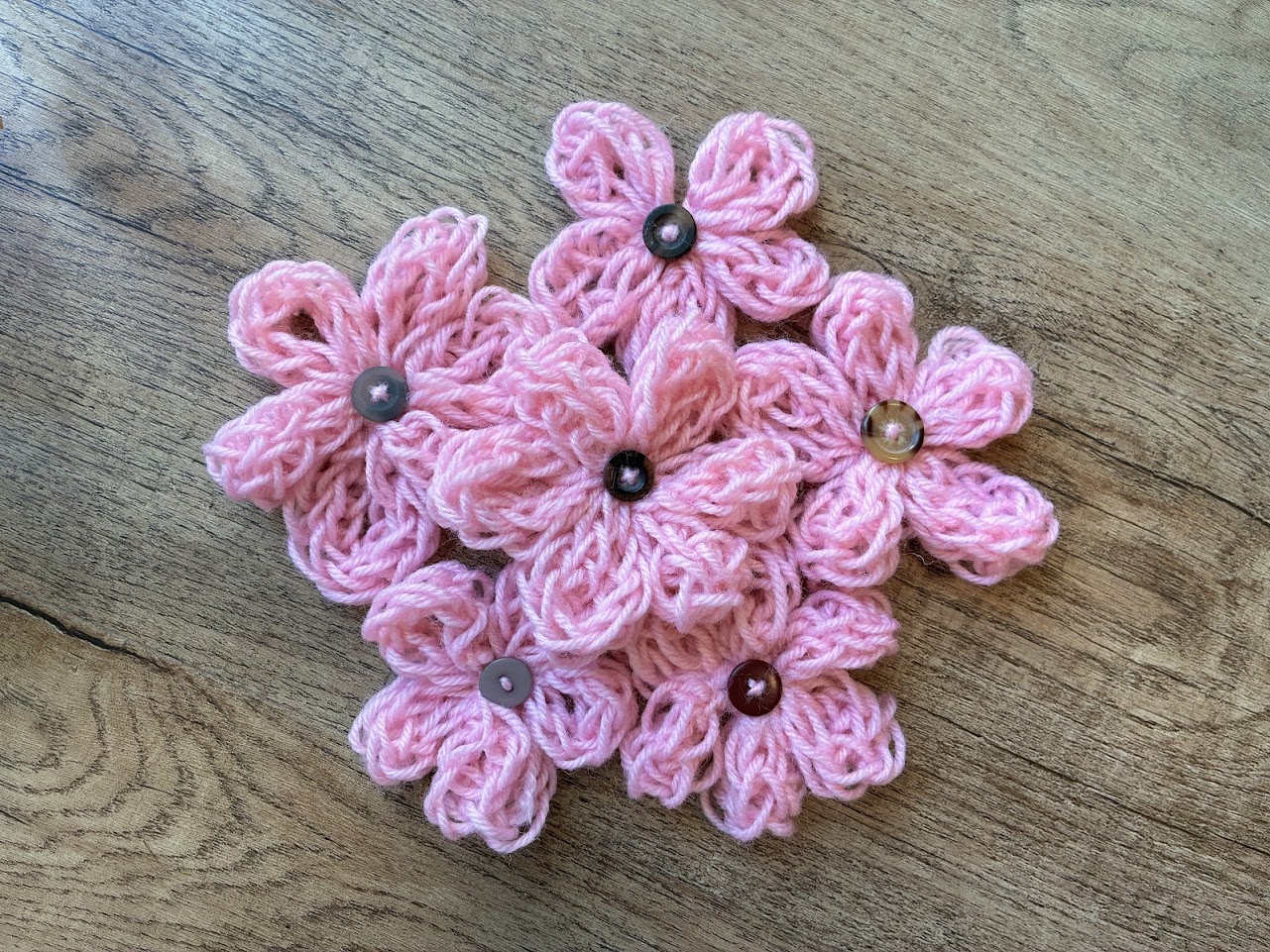 Finger-Knitted Flowers